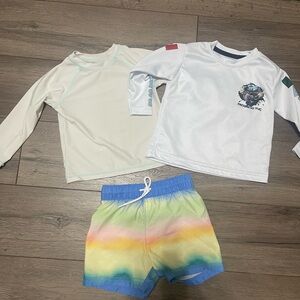 Toddler swim shirts and Multicolor trunks